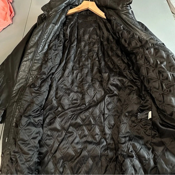 Vintage Jacqueline Ferrar M black leather utility style jacket coat hood Matrix - Picture 7 of 8